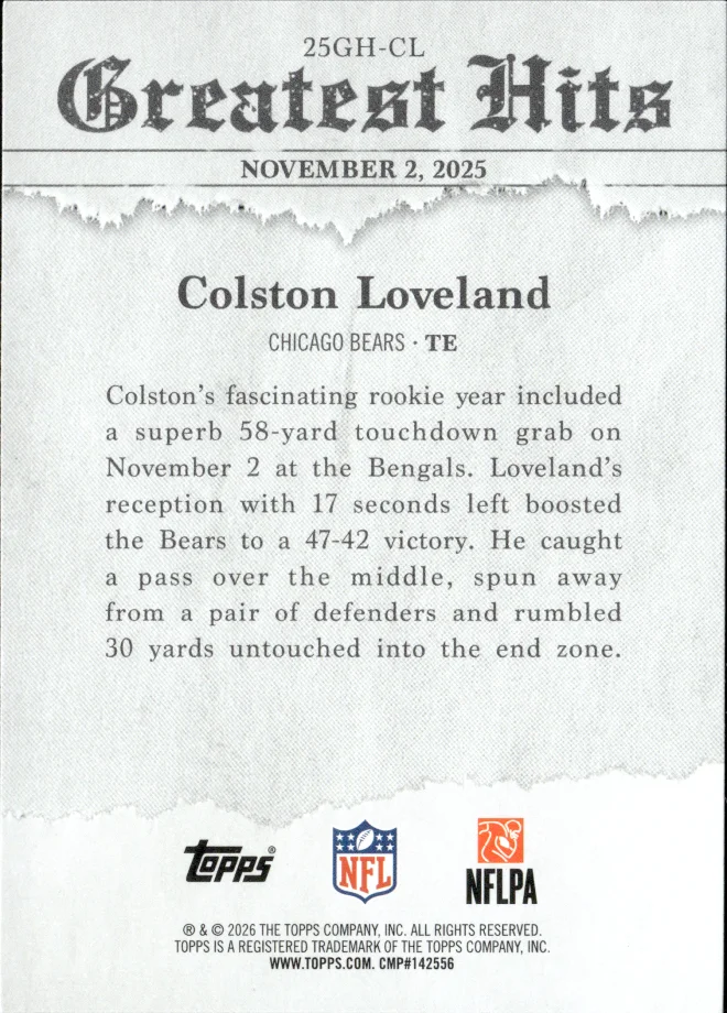 Colston Loveland card back