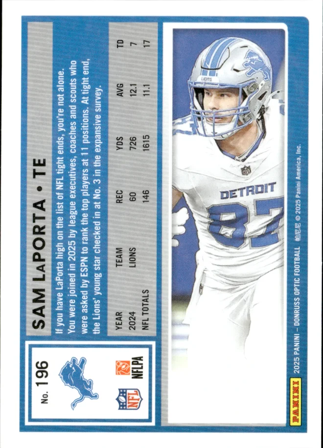 Sam LaPorta card back