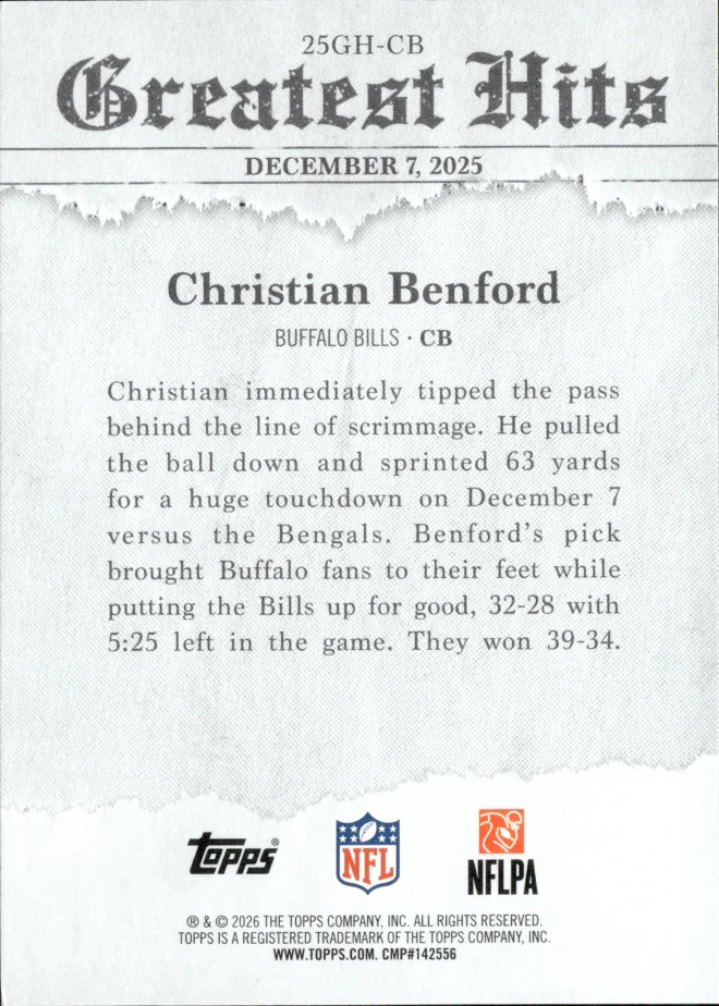 Christian Benford card back