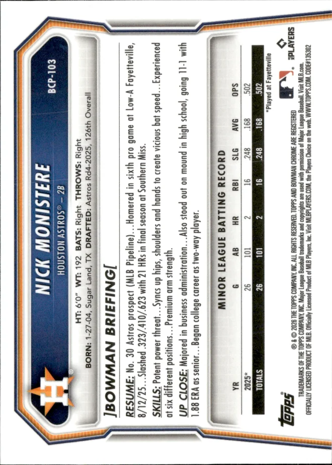 Nick Monistere card back