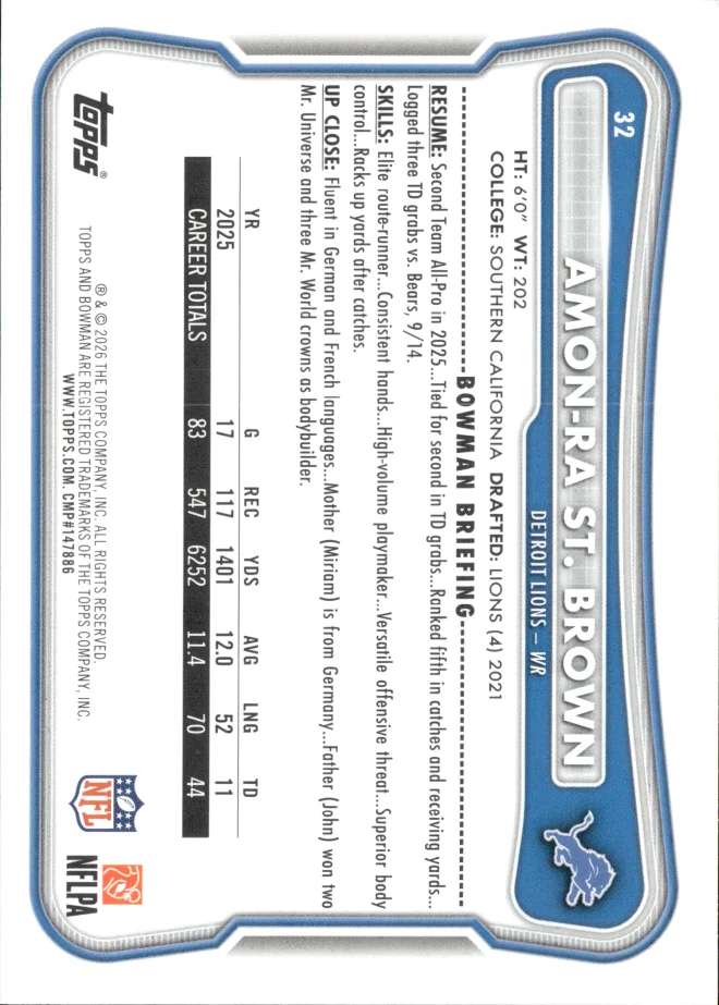 Amon-Ra St. Brown card back