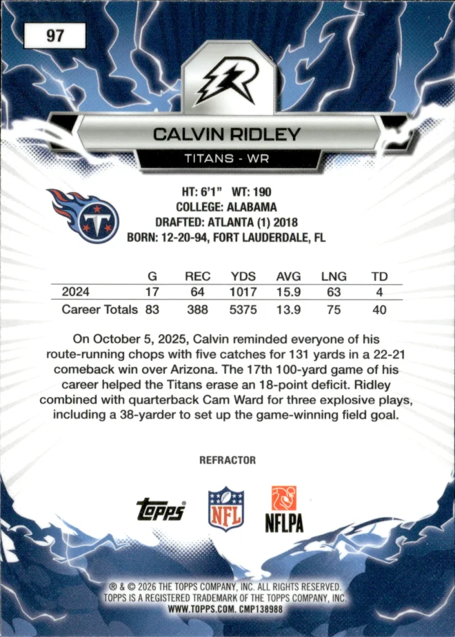 Calvin Ridley card back
