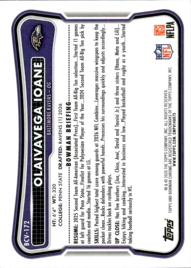 Olaivavega Ioane card back