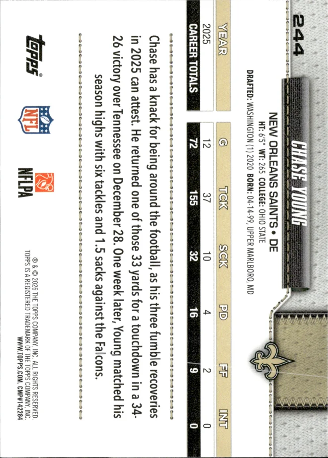Chase Young card back