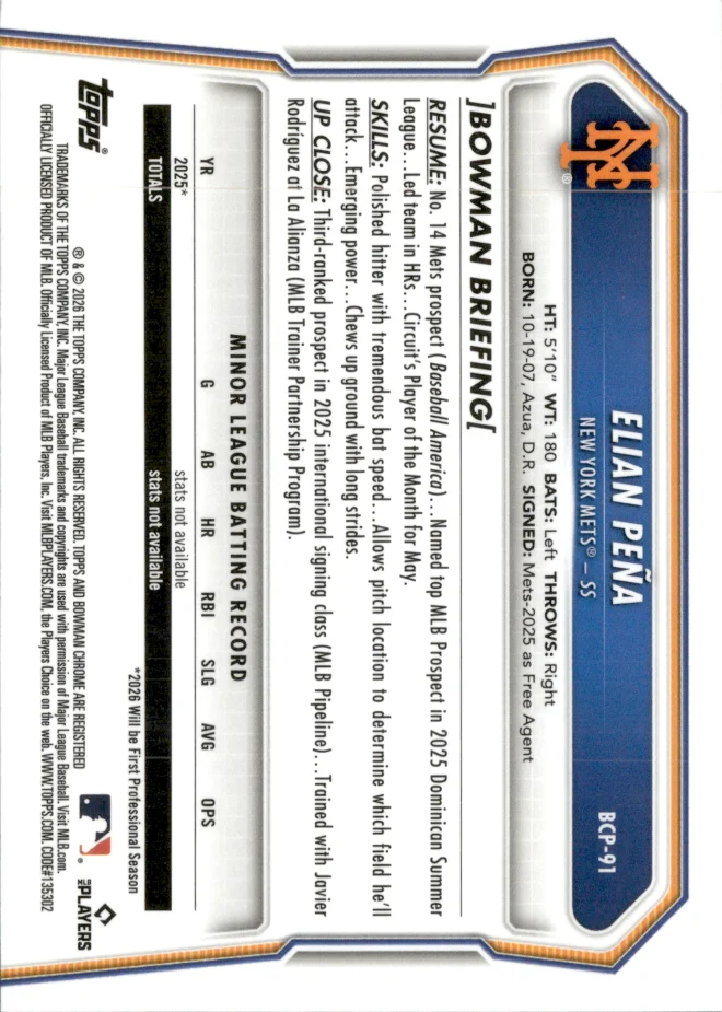 Elian Peña card back