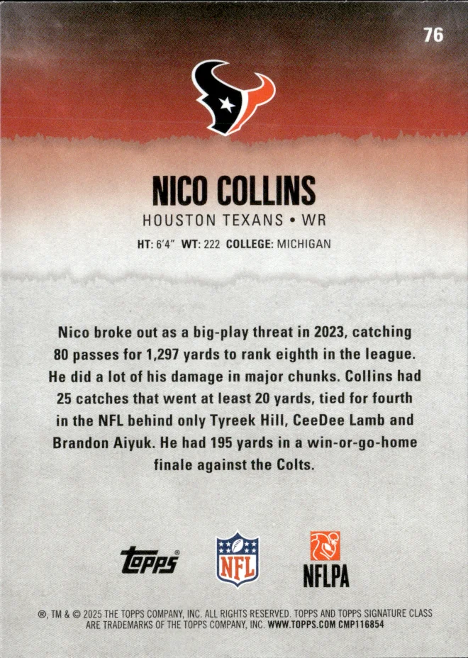 Nico Collins card back