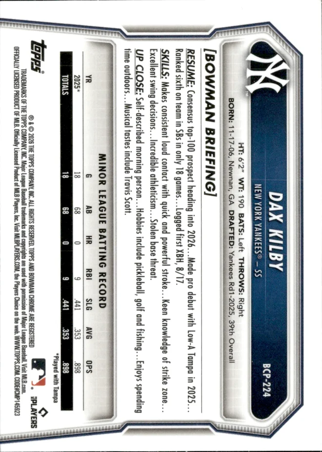 Dax Kilby card back
