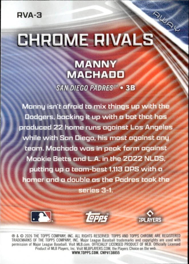 Manny Machado card back