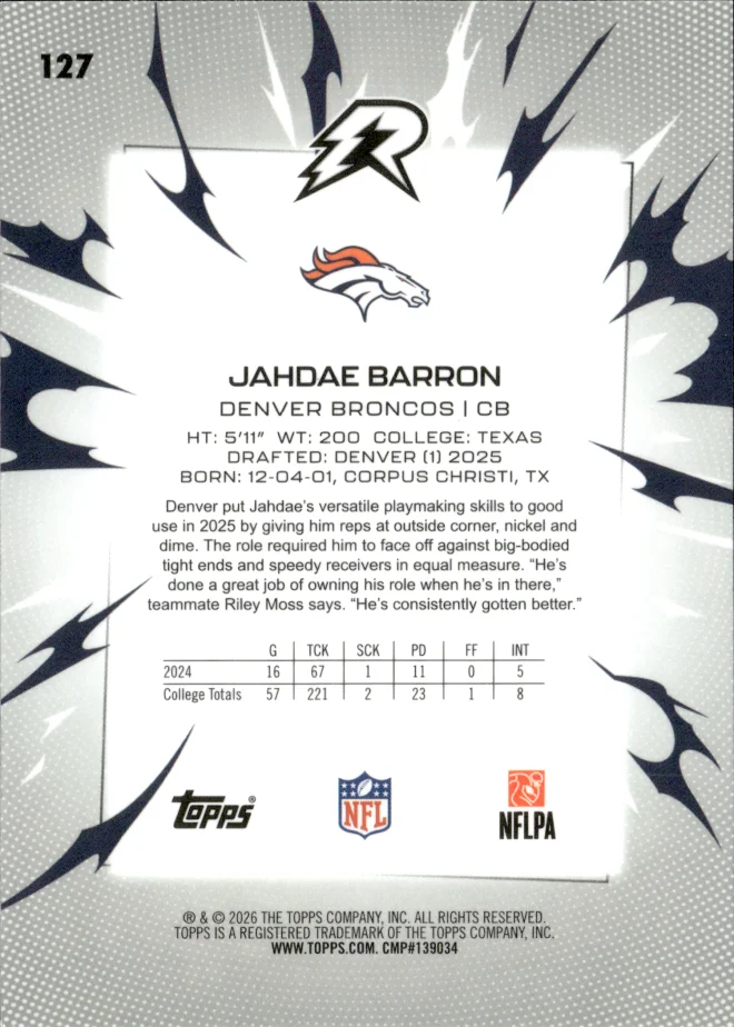 Jahdae Barron card back