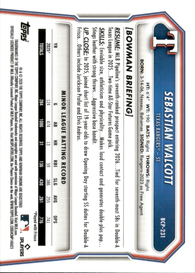 Sebastian Walcott card back