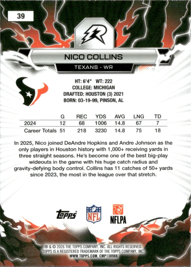 Nico Collins card back