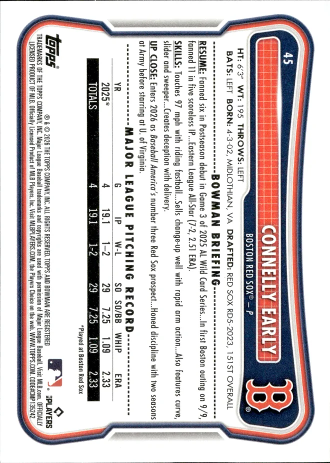Connelly Early card back