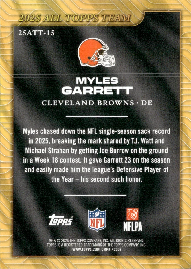 Myles Garrett card back