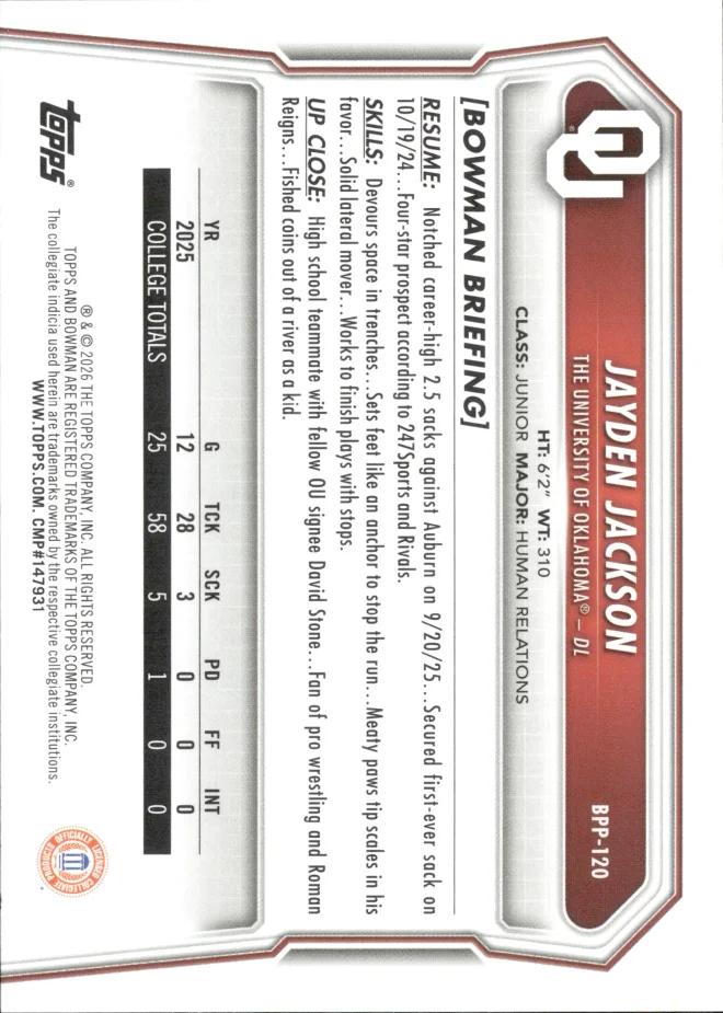 Jayden Jackson card back