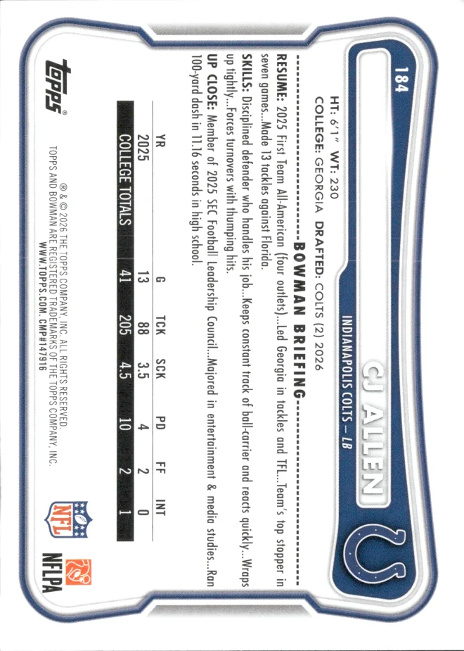 CJ Allen card back
