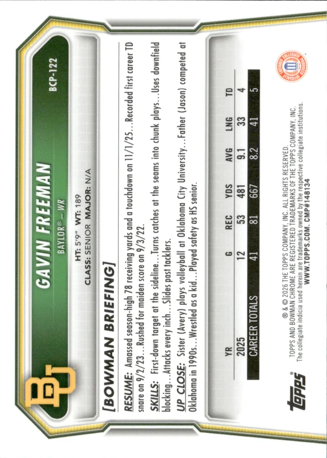 Gavin Freeman card back