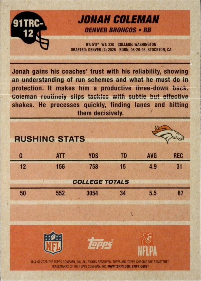 Jonah Coleman card back