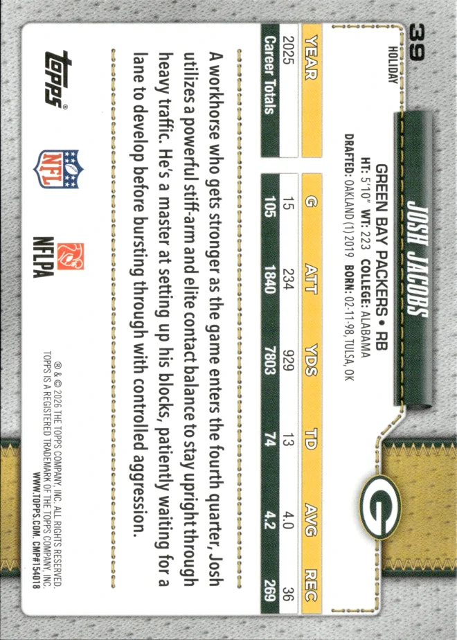Josh Jacobs card back