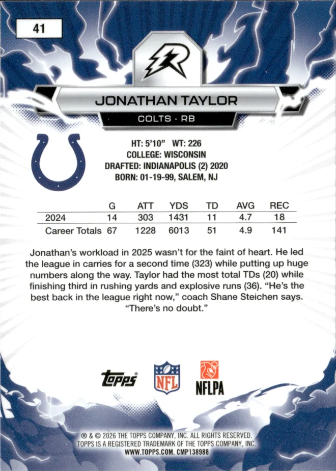 Jonathan Taylor card back