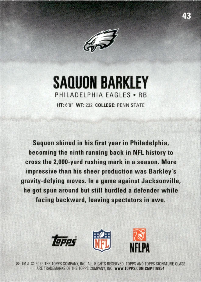 Saquon Barkley card back