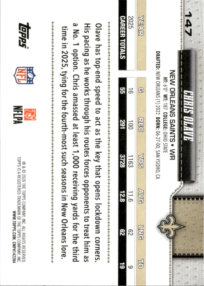 Chris Olave card back