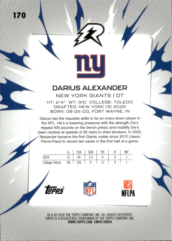 Darius Alexander card back
