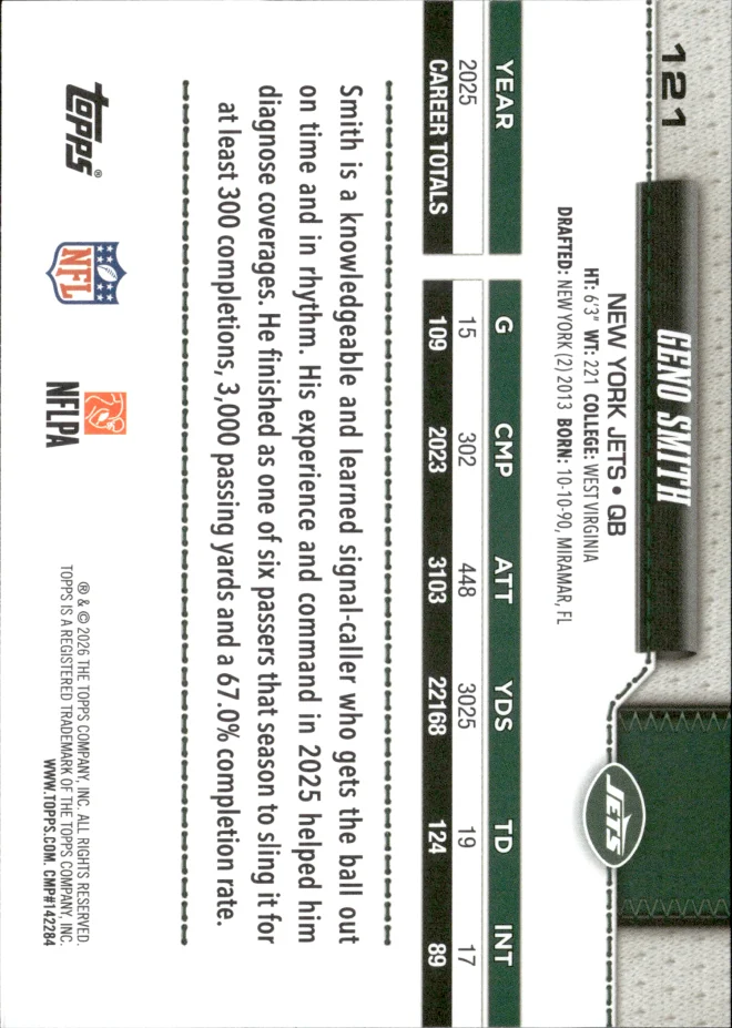 Geno Smith card back