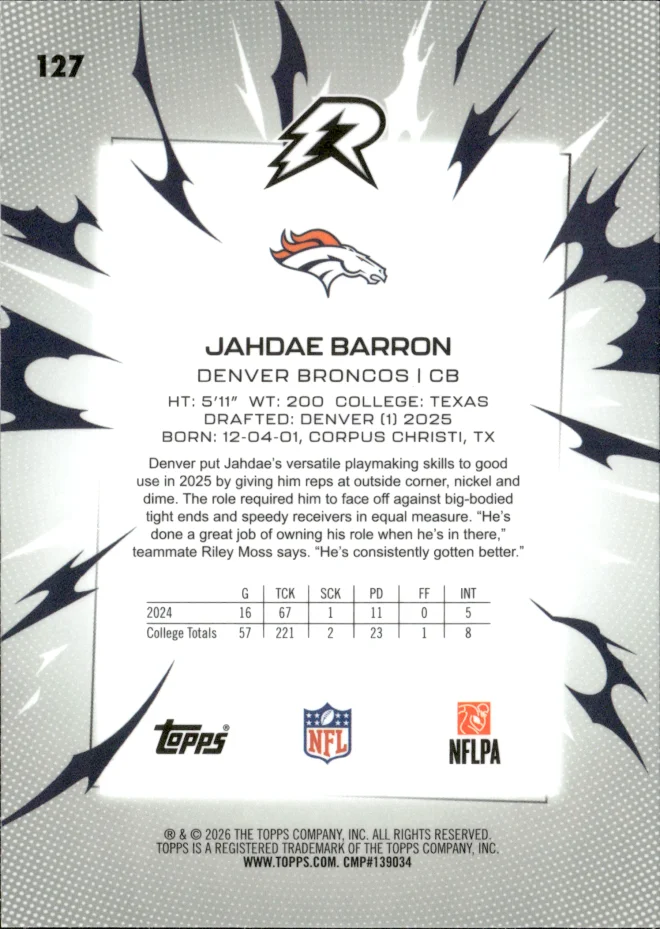 Jahdae Barron card back