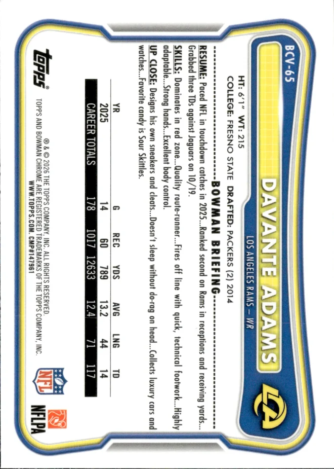 Davante Adams card back