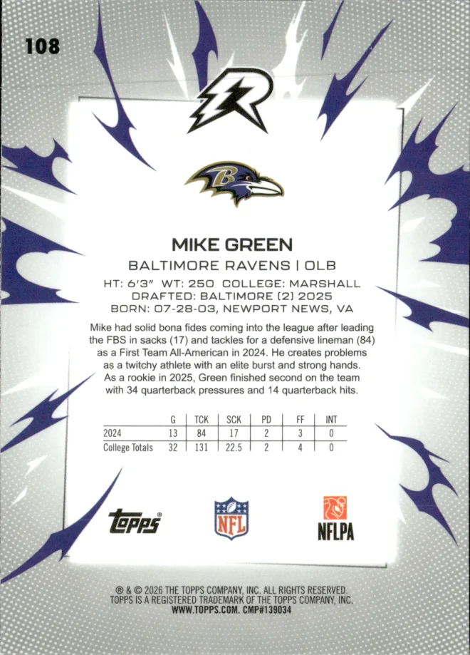 Mike Green card back