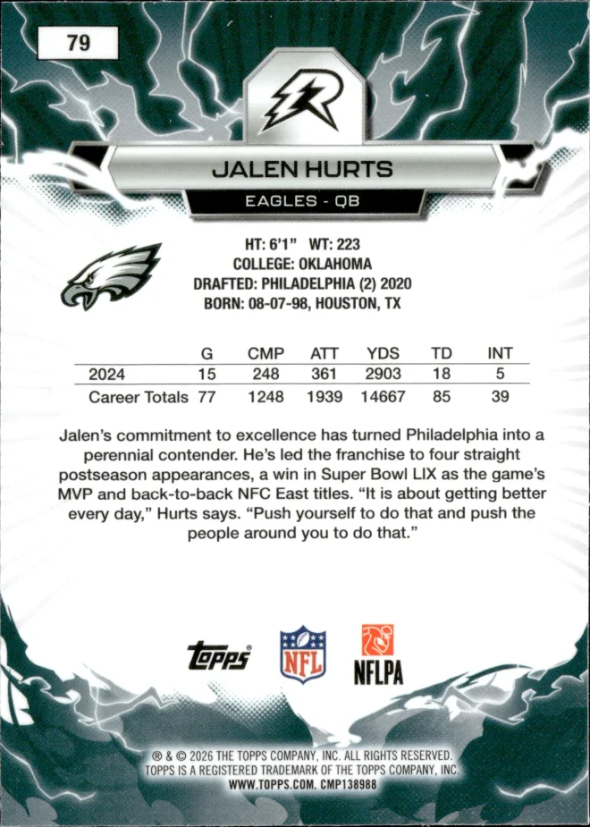 Jalen Hurts card back