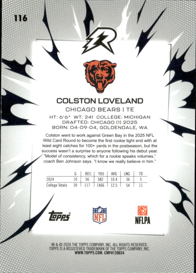 Colston Loveland card back