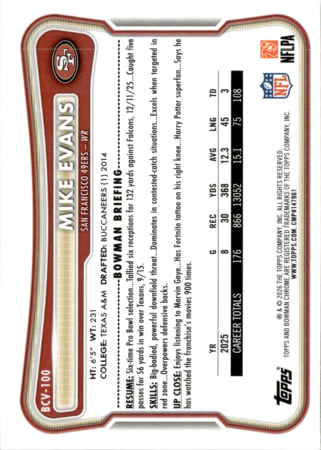 Mike Evans card back
