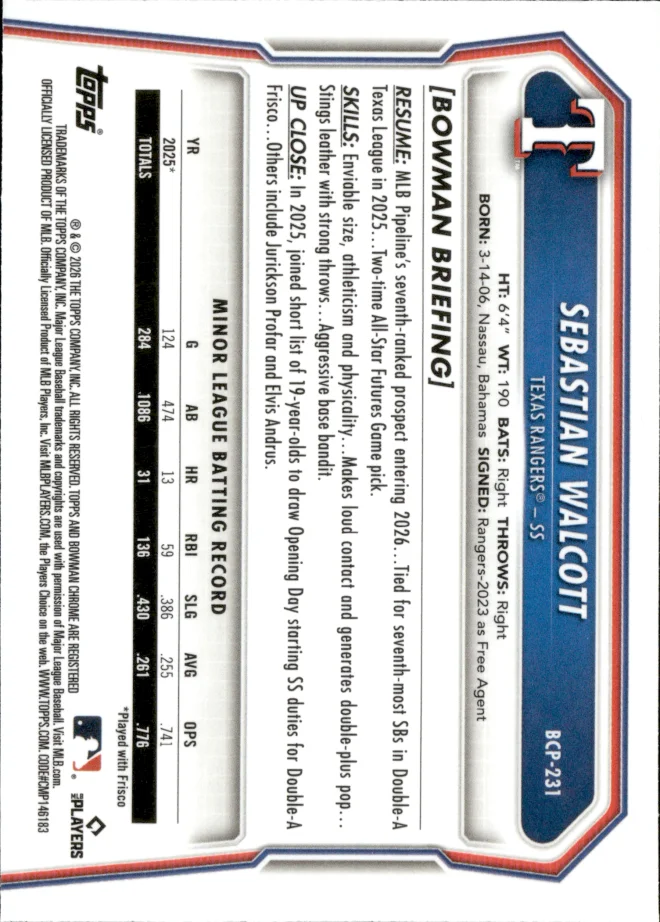 Sebastian Walcott card back
