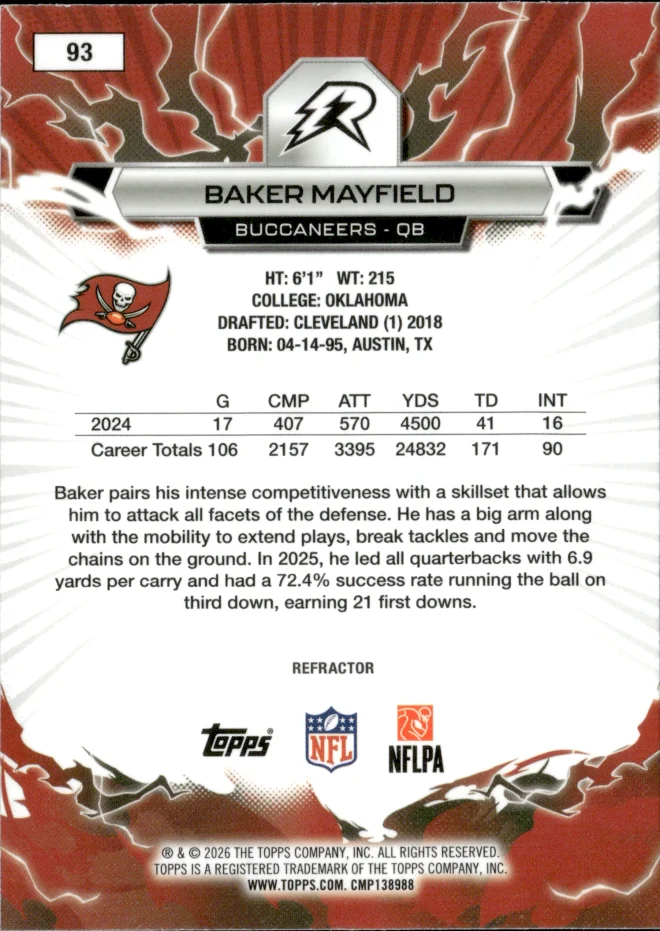 Baker Mayfield card back