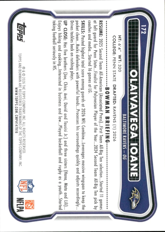 Olaivavega Ioane card back
