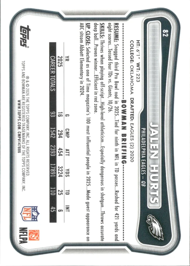 Jalen Hurts card back