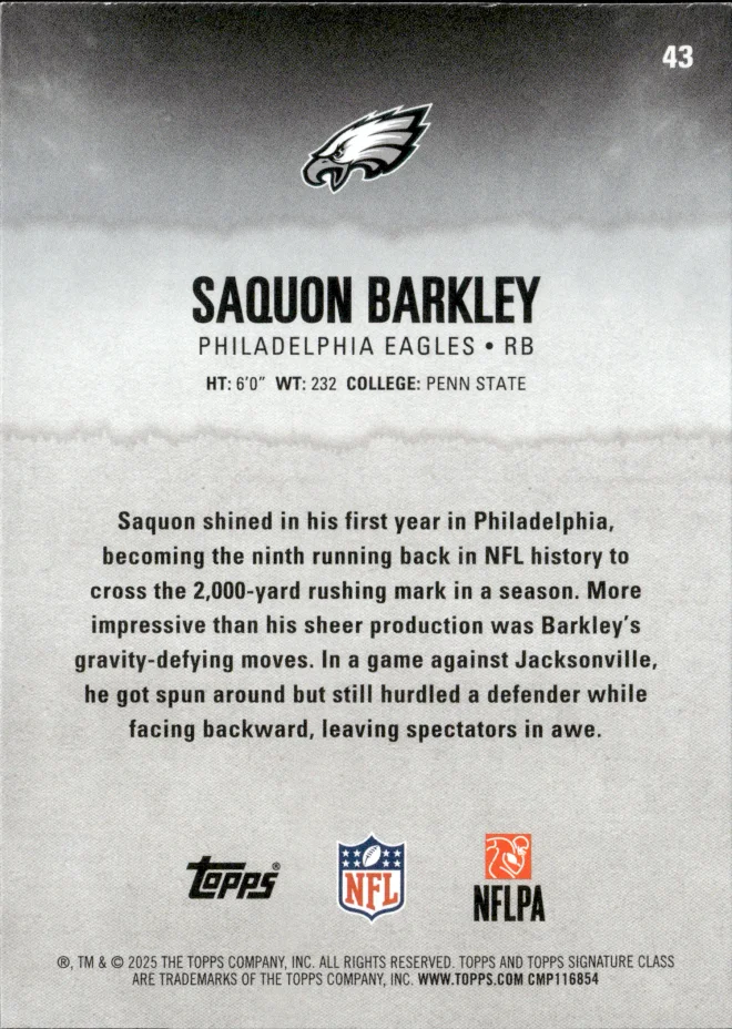 Saquon Barkley card back