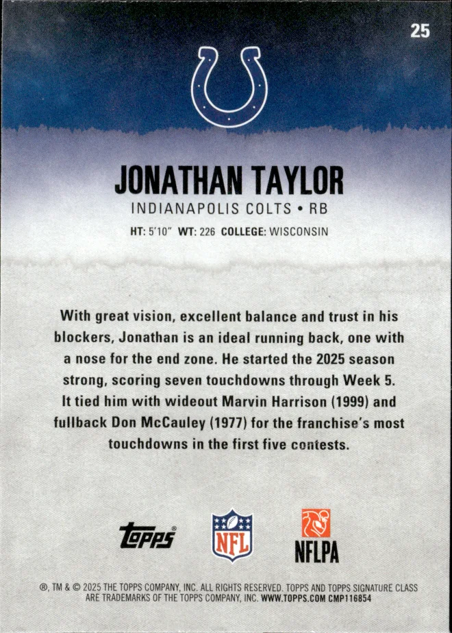 Jonathan Taylor card back