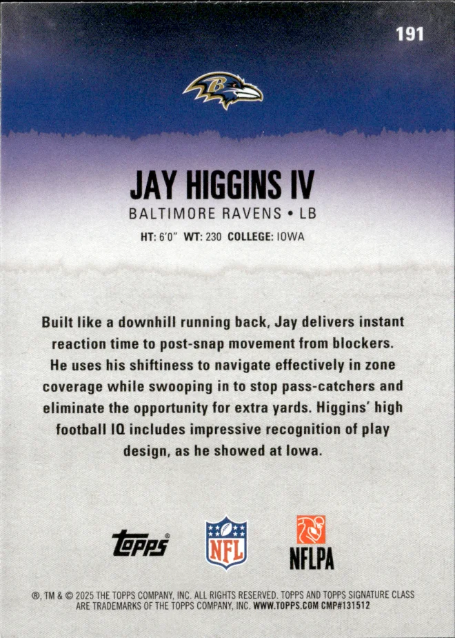 Jay Higgins IV card back