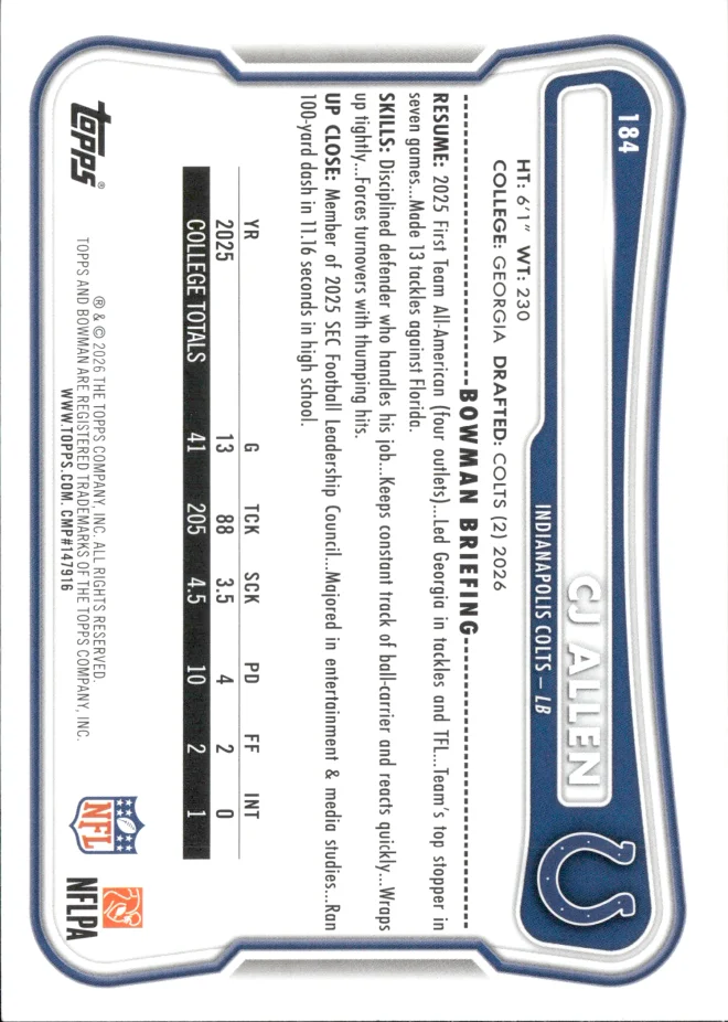 CJ Allen card back