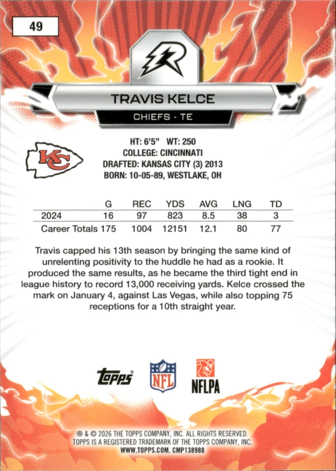 Travis Kelce card back