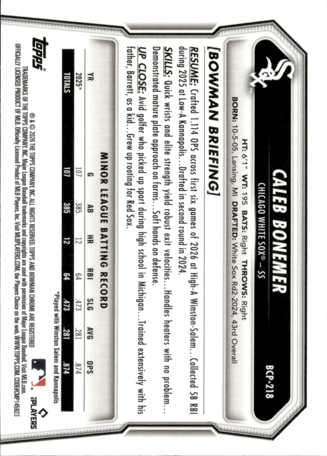 Caleb Bonemer card back