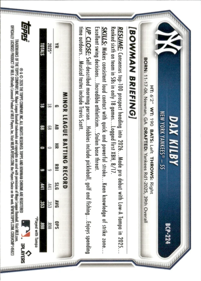 Dax Kilby card back