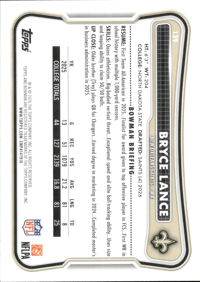 Bryce Lance card back
