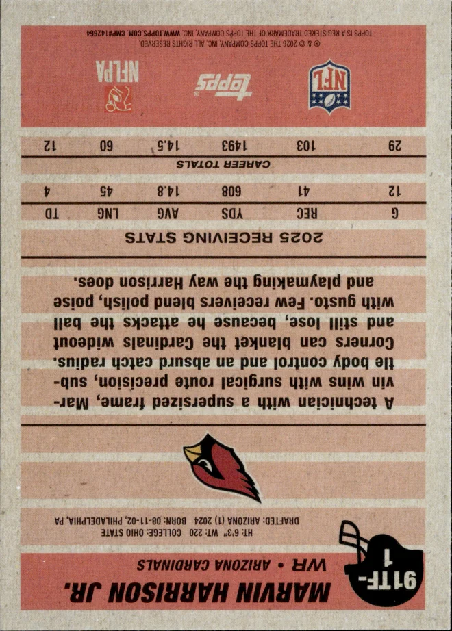 Marvin Harrison Jr. card back