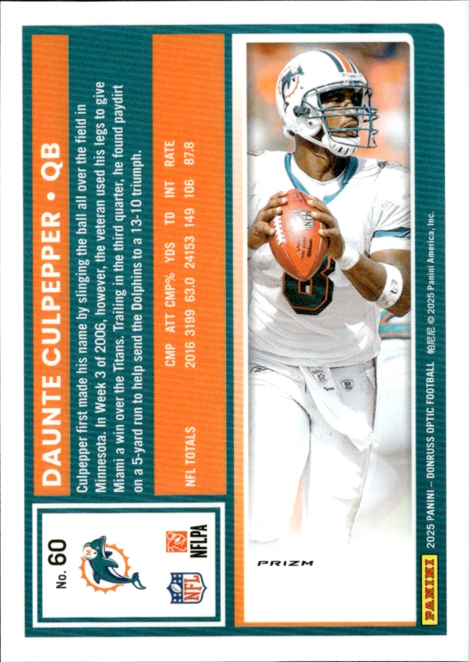Daunte Culpepper card back