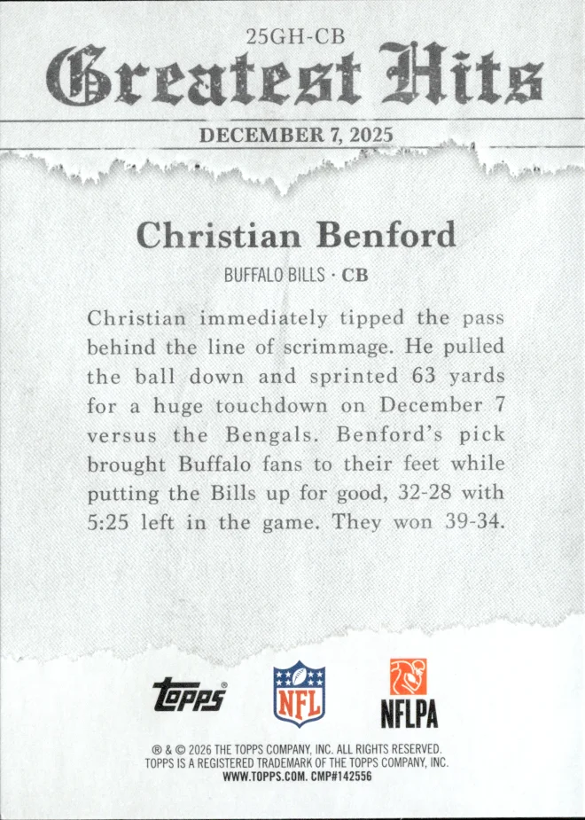 Christian Benford card back
