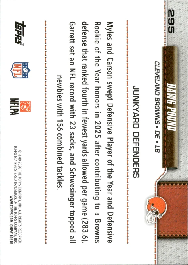 Myles Garrett & Carson Schwesinger card back