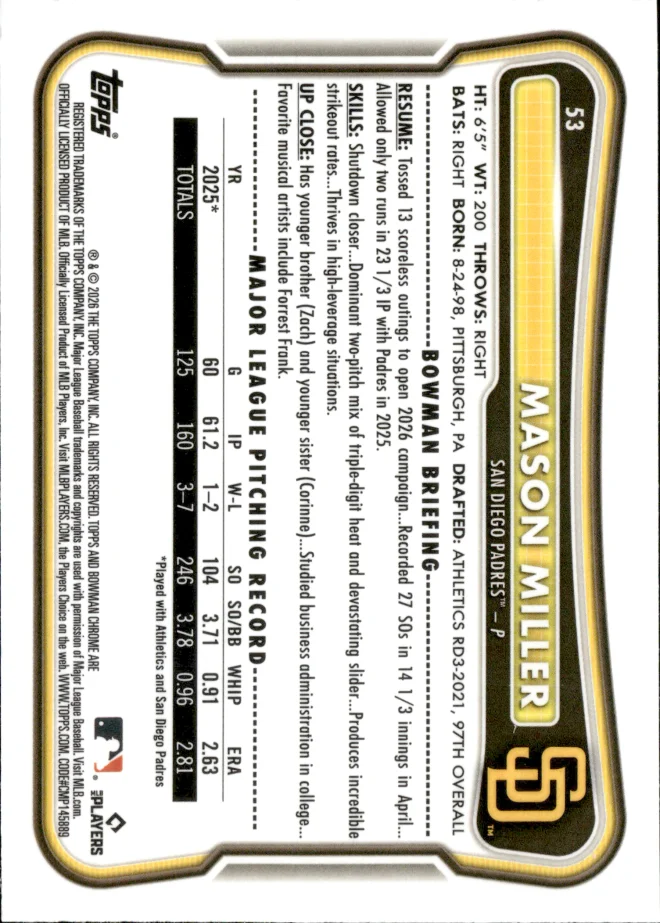 Mason Miller card back